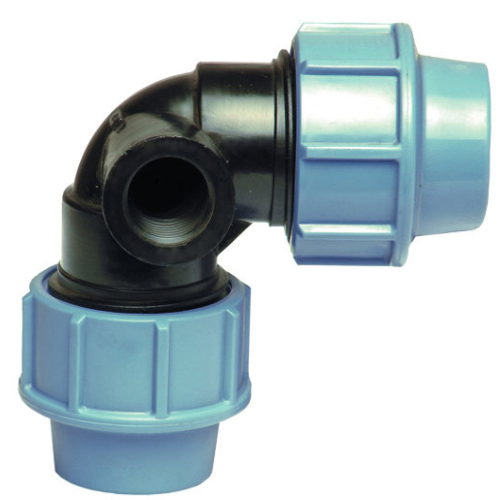 PP Compression fittings type UNIDELTA for PE pipes, angle 90° with opening on the side