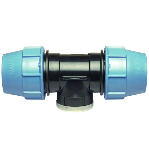 PP Compression fittings type UNIDELTA for PE pipes, T-piece 90° with internal thread