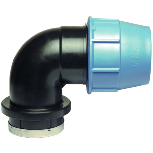 PP Compression fittings type UNIDELTA for PE pipes, angle 90° with internal thread