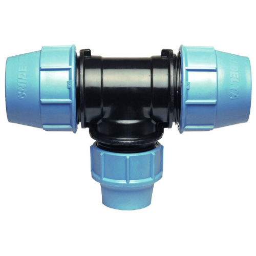 PP Compression fittings type UNIDELTA for PE pipes, T-piece 90° reduced