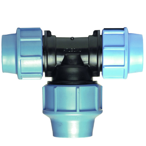 PP Compression fittings type UNIDELTA for PE pipes, T-piece 90° with enlarged outlet