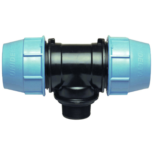PP Compression fittings type UNIDELTA for PE pipes, T-piece 90° with external thread