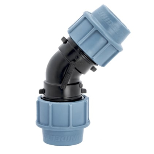 PP Compression fittings type UNIDELTA for PE pipes, elbow 45°
