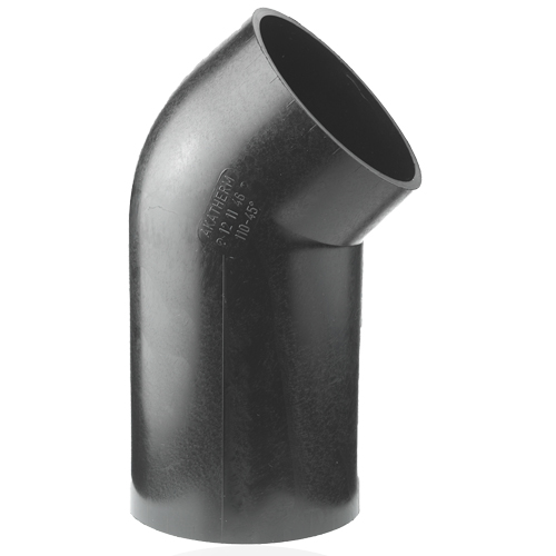 PE-Elbow 45° with long side, for soil & waste systems