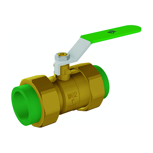 PP-RCT ball valve-brass union connection w/ o-ring-EPDM green