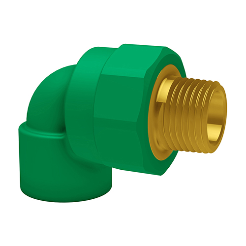 PP-RCT-RG adapter elbow 90° male thread-conical green