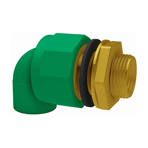 PP-RCT-RG adapter elbow 90° hollow wall adapter AG-zyl green