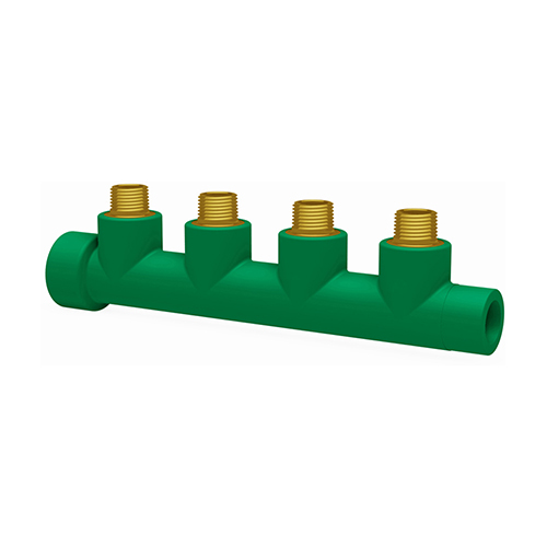 PP-RCT-RG distributor male thread-conical cascadable green