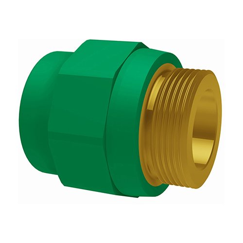PP-RCT-gunmetal union screw part flat-seal green