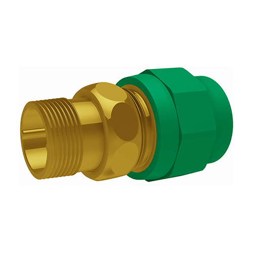 PP-RCT-RG adapter union male thread-conical w/ flat-seal-EPDM green