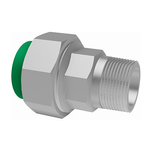 PP-RCT-V2A adapter union female thread-cylindric green w/ flat-seal-EPDM 20°C/1.0MPa