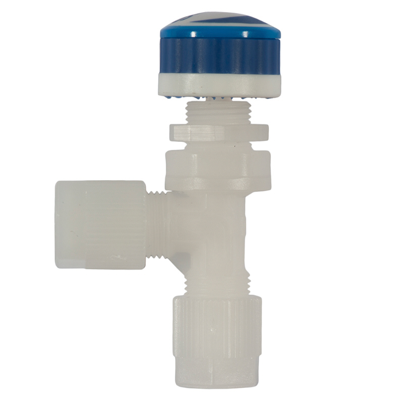 Regulating angle valve made of PVDF
