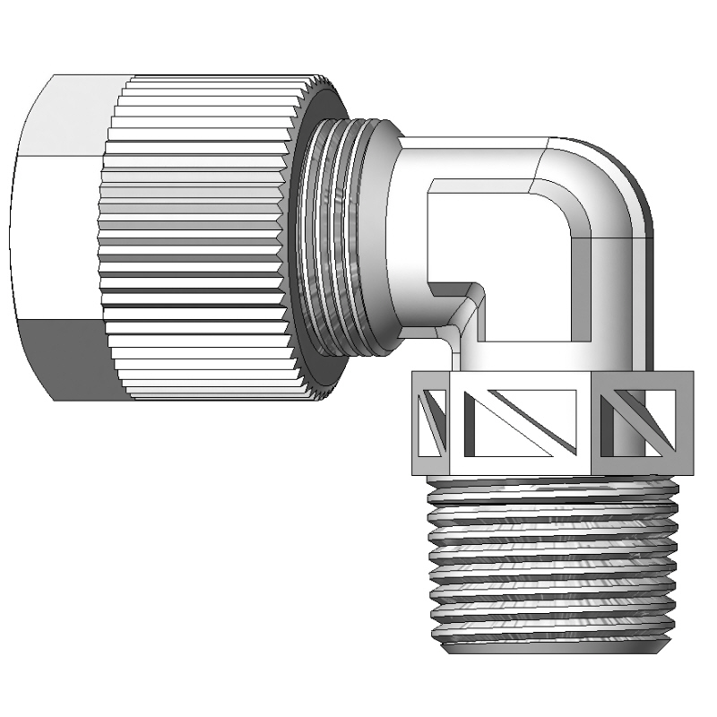 Elbow screw-in fitting made of PVDF