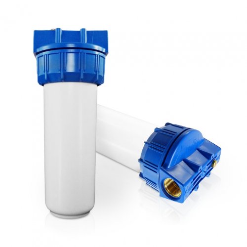RF standard Water filter filter housing 10 inch,  with 1/2 inch MS-female-threaded, blue/white